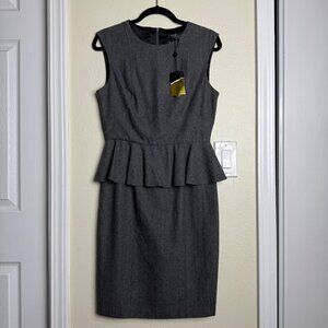 NWT A.B.S Collection Sleeveless Peplum Dress In Gray With Zipper Back Sz 6